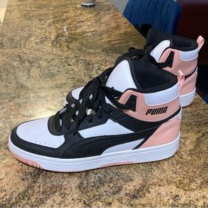 Puma Rebound Joy 39365834 Black white Pink High-Top Sneakers 8.5 womens foam